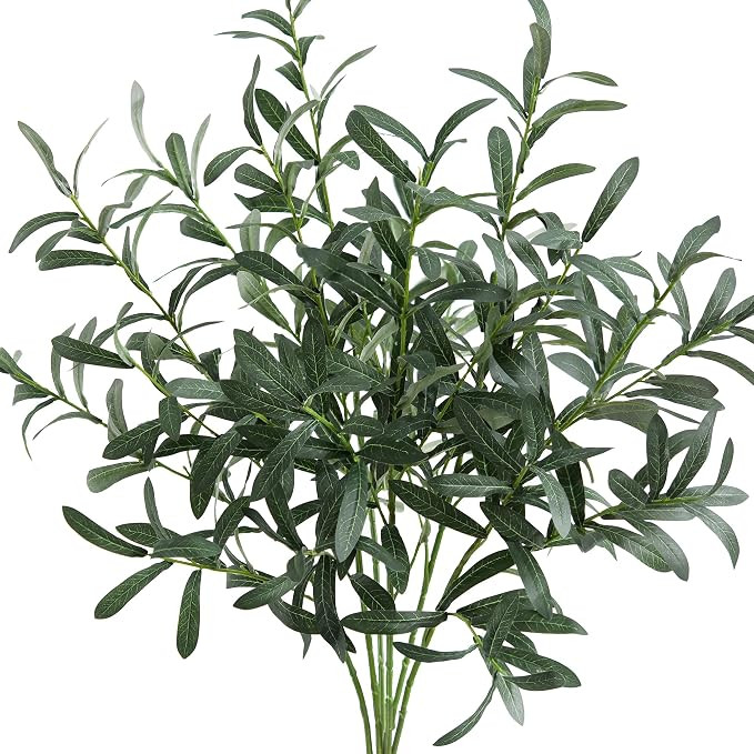 FiveSeasonStuff 30.3 Inch Artificial Olive Leaf Branches, 6 Stems for Vases | Green on Both Sides | Amazon (US)