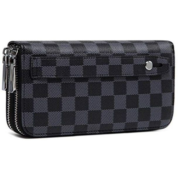Daisy Rose Dual Zipper Wallet-RFID Checkered Hand Strap Clutch-PU Vegan Leather | Walmart (US)