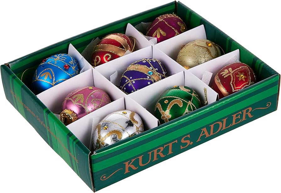 Kurt Adler GG0517 Glass Decorative Egg Ornament, 45Mm, Set Of 9 | Amazon (US)
