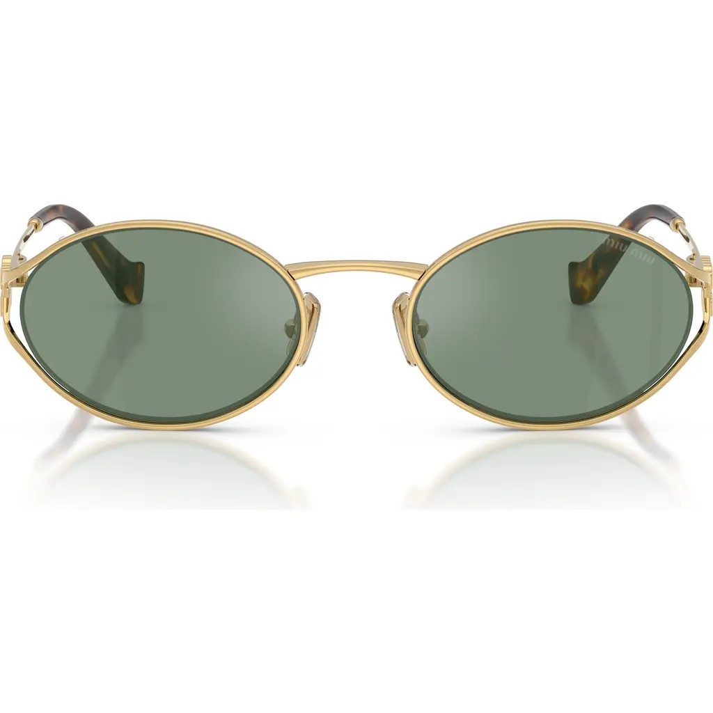 Miu Miu 54mm Oval Sunglasses in Gold /Green Mirror /Silver at Nordstrom | Nordstrom