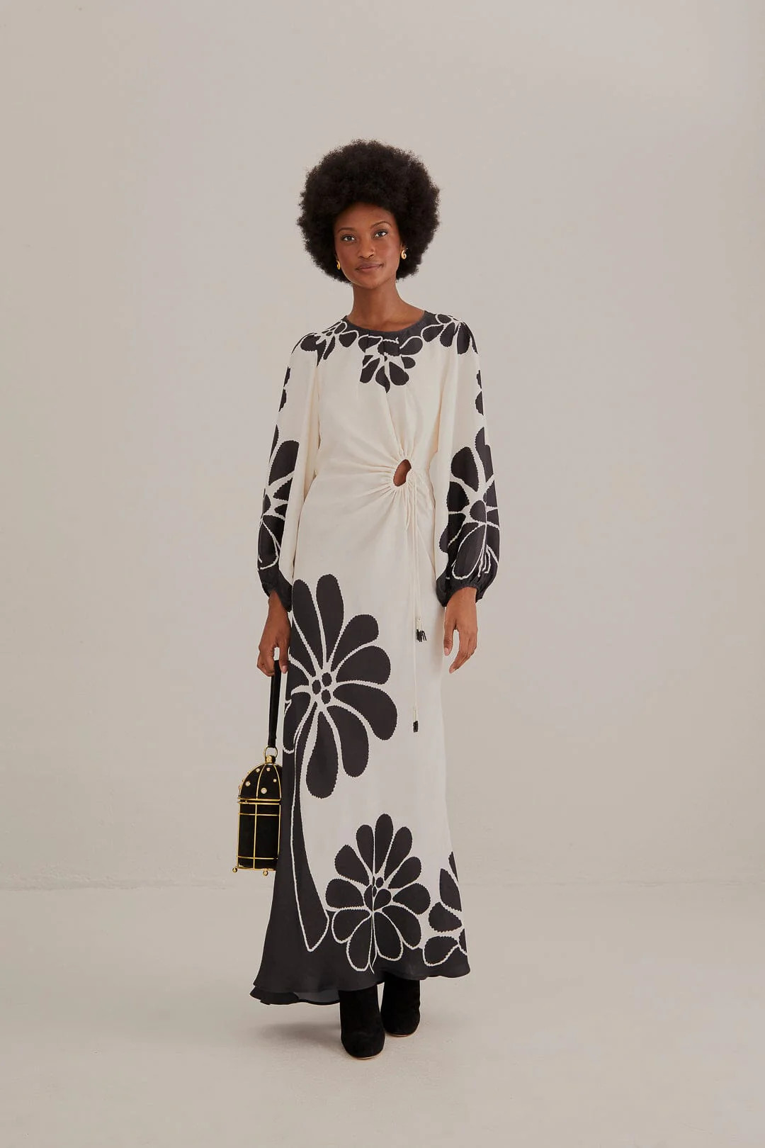 Black Palermo Cut Out Lenzing™ Ecovero™ Viscose Maxi Dress | FarmRio (US)