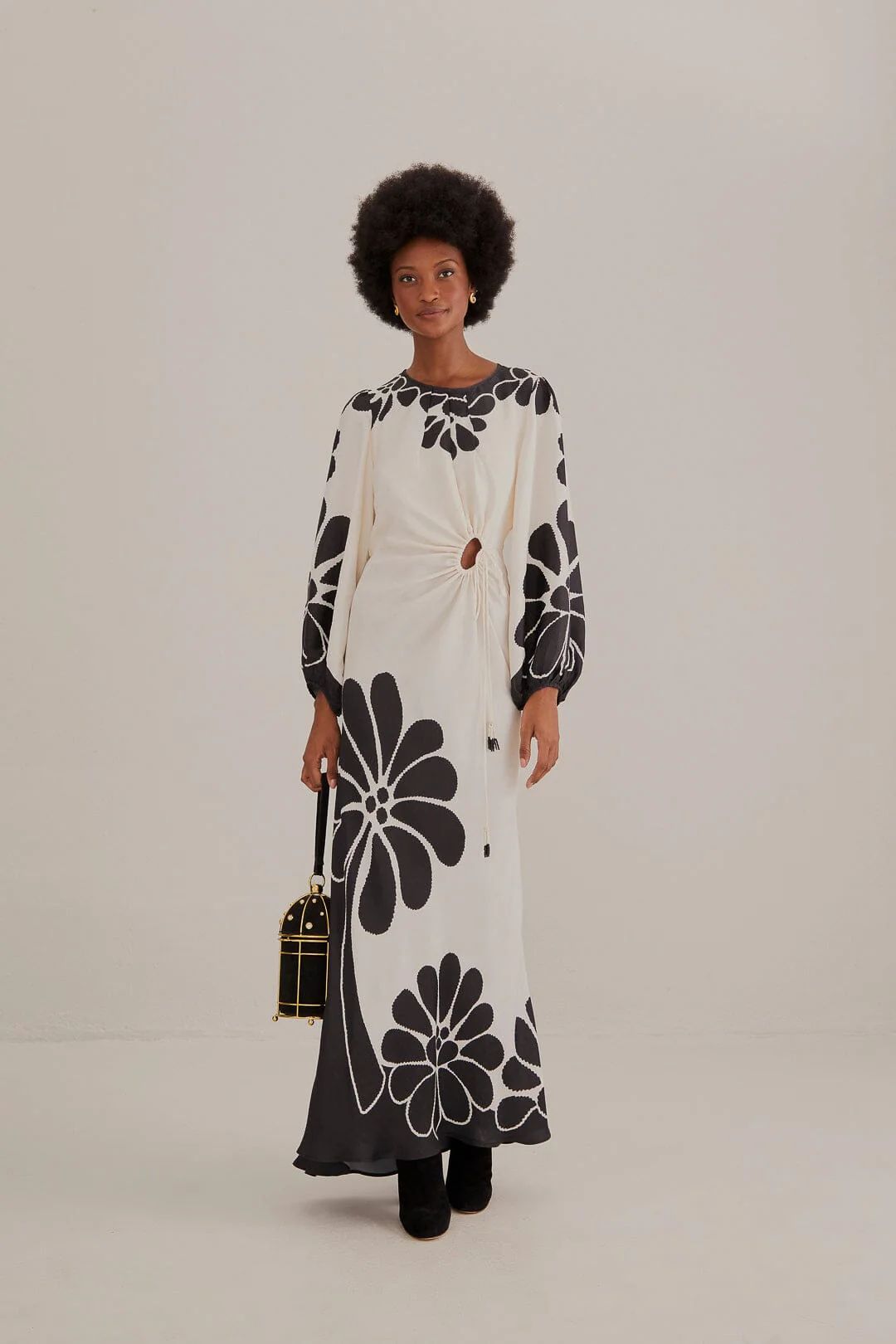 Black Palermo Cut Out Lenzing™ Ecovero™ Viscose Maxi Dress | FarmRio