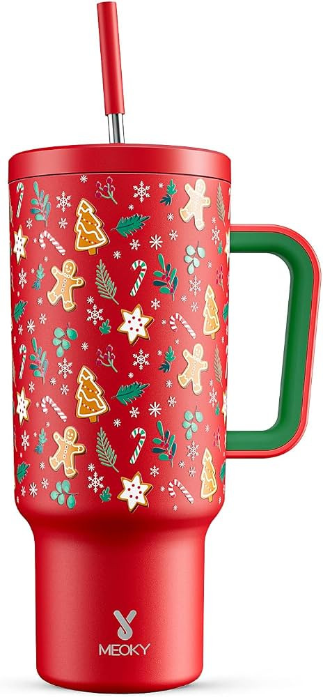 Meoky 40oz Tumbler with Handle, Leak-proof Lid and Straw, Insulated Coffee Mug Stainless Steel Tr... | Amazon (US)