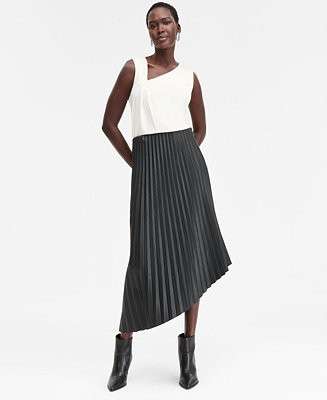 I.N.C. International Concepts Women's Pleated Faux-Leather Asymmetrical Skirt, Macy's Exclusive -... | Macy's