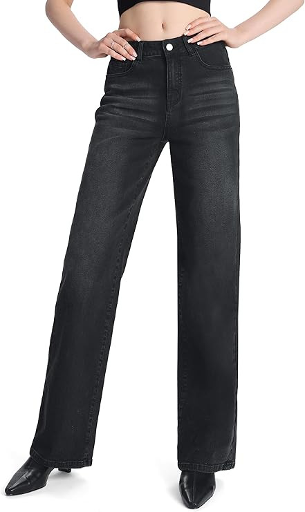 SEVEGO Women's 32"/34"/36" Tall Straight Leg Jeans Mid Waisted Stretchy Loose Denim Pants Casual ... | Amazon (US)