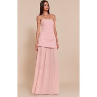 Blush Chiffon Pleated Skirt Panel Bandeau Maxi Dress | PrettyLittleThing US