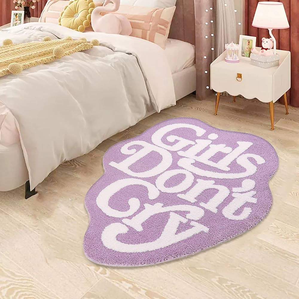UKELER Purple Nursery Rugs for Kids Bedroom Girls Don't Cry 39×35 Inch Cute Absorbent Bathroom R... | Amazon (US)