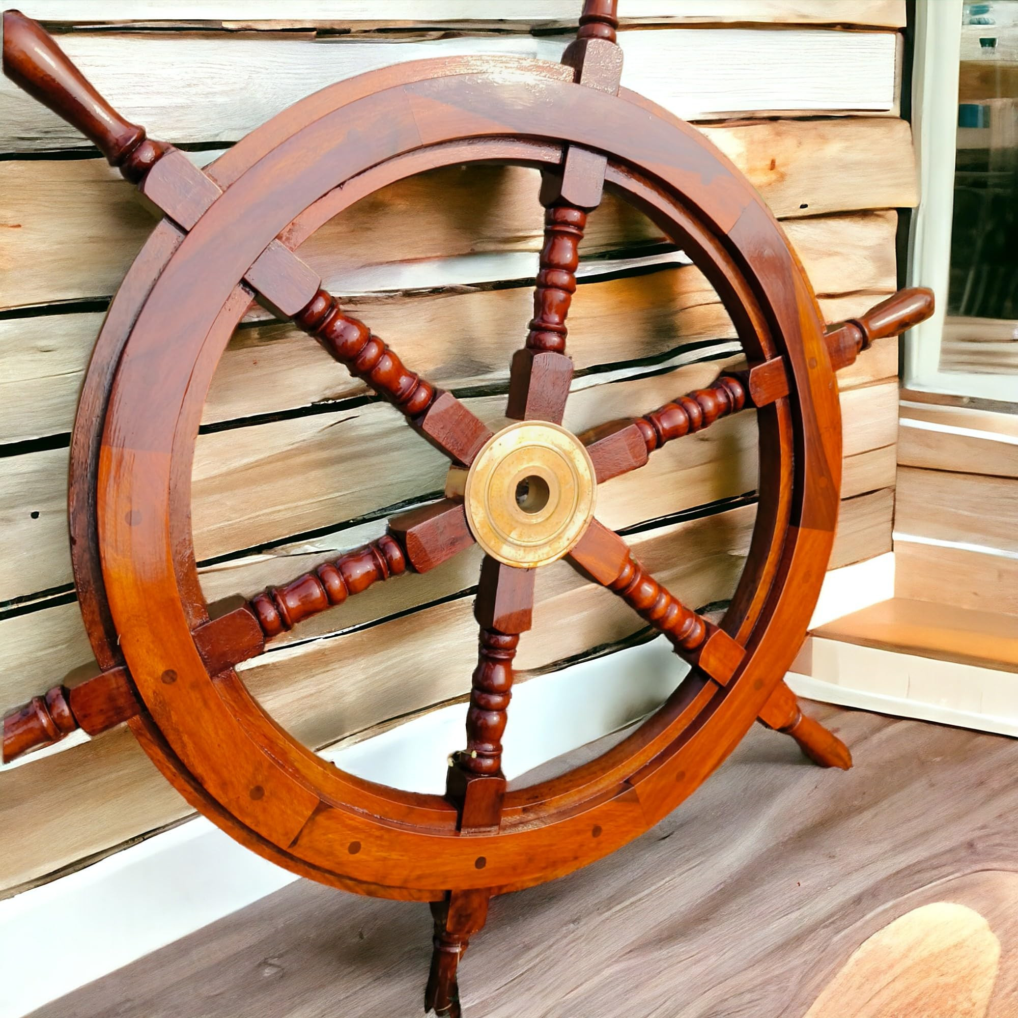 Bhartiya Handicrafts Nautical Ship Wheel for Wall Decor Rustic Wooden Pirate Boat Steering Wheel ... | Amazon (CA)