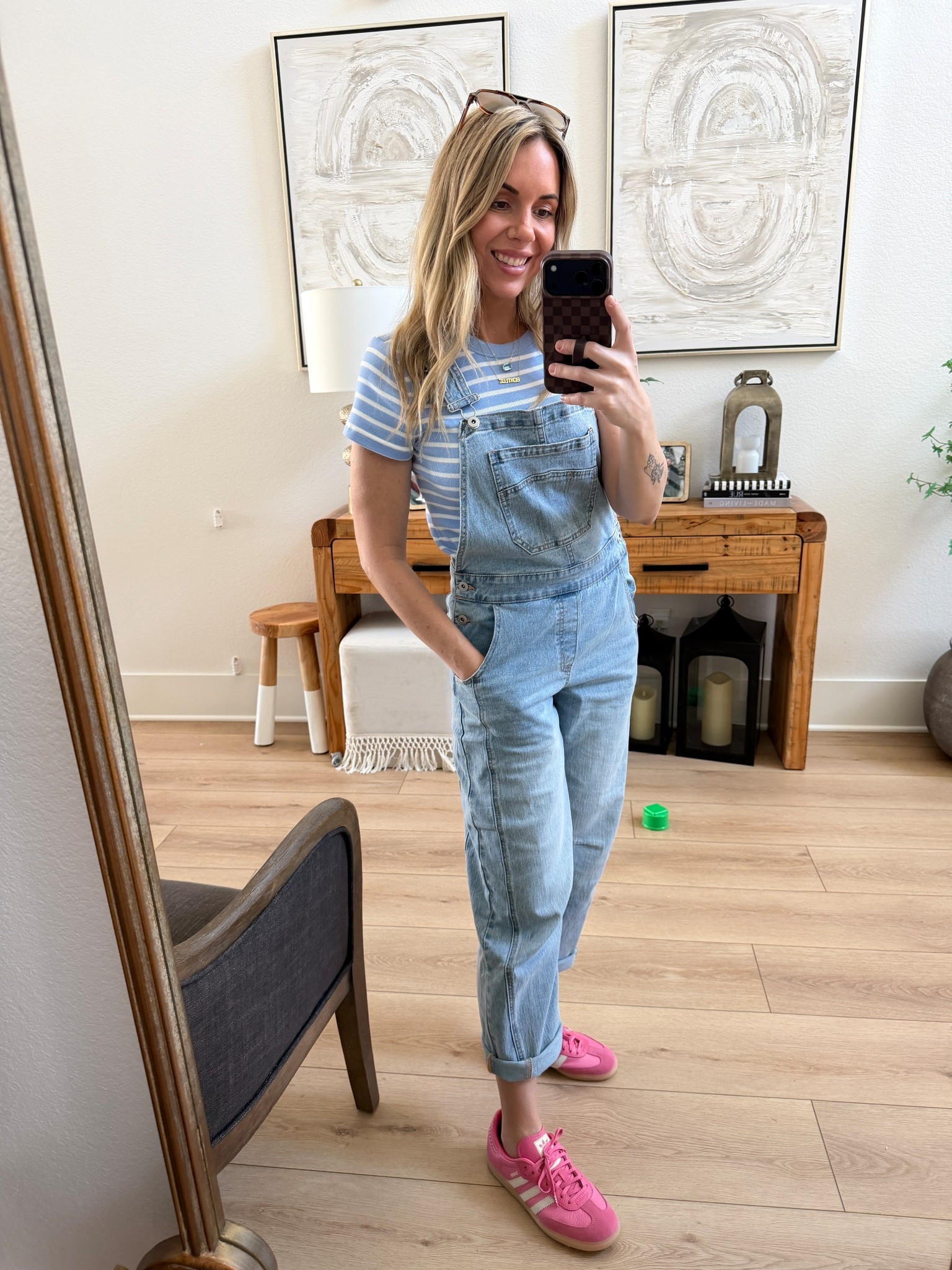 I sized down one size to XS in the overalls and sized up to medium in the tee! These adidas are a girls size 6.5 and I’m an 8-8.5 normally. 

#LTKmomlife #LTKootd