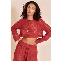 Rust Lace Button Detail Crop Top | PrettyLittleThing UK