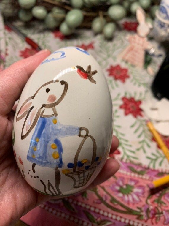 Easter Egg  Bunny on Egg Handmade  Duck Egg Size Gift for | Etsy | Etsy (US)
