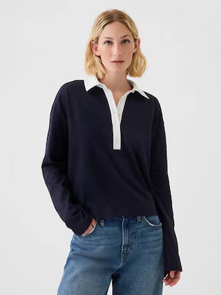 Cropped Rugby Polo Shirt | Gap (US)