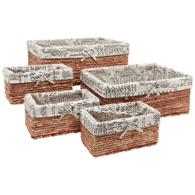 Juvale 5 Piece Brown Wicker Baskets with Cloth Lining for Storage, Lined Bins for Organizing Clos... | Target