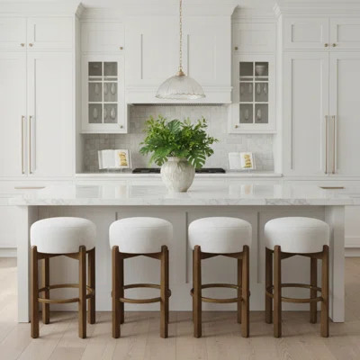 Set Of 4 Indoor Modern Elegance Wooden Upholstered Barstool | Wayfair North America