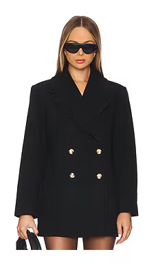 ANINE BING Glenn Peacoat in Black from Revolve.com | Revolve Clothing (Global)