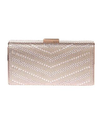 Large Chevron Pattern Crystal Box Clutch | Macys (US)