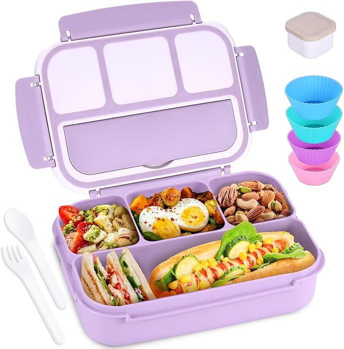 Bento Box Adult Lunch Box, Lunch Containers for Kids Girls Boys with 4 Compartments, Lunchable Fo... | Amazon (US)