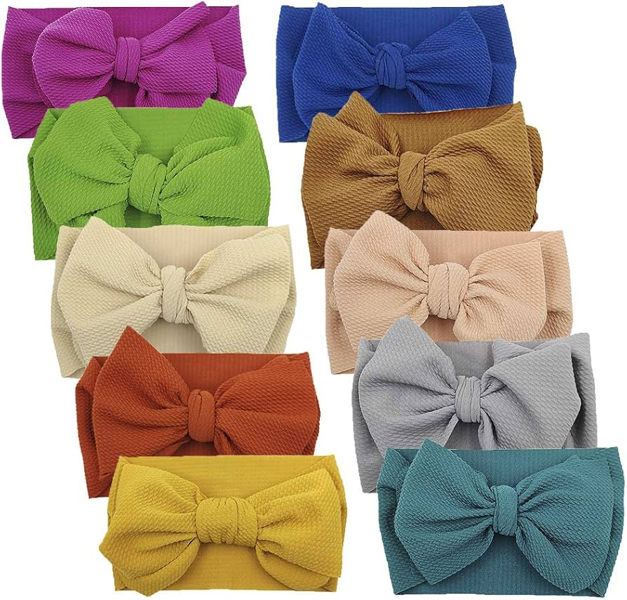 KIDOCHEESE Big Bows Baby Girl Headbands with Bows Elastics Nylon Hairbands Oversized Head Wraps L... | Amazon (US)
