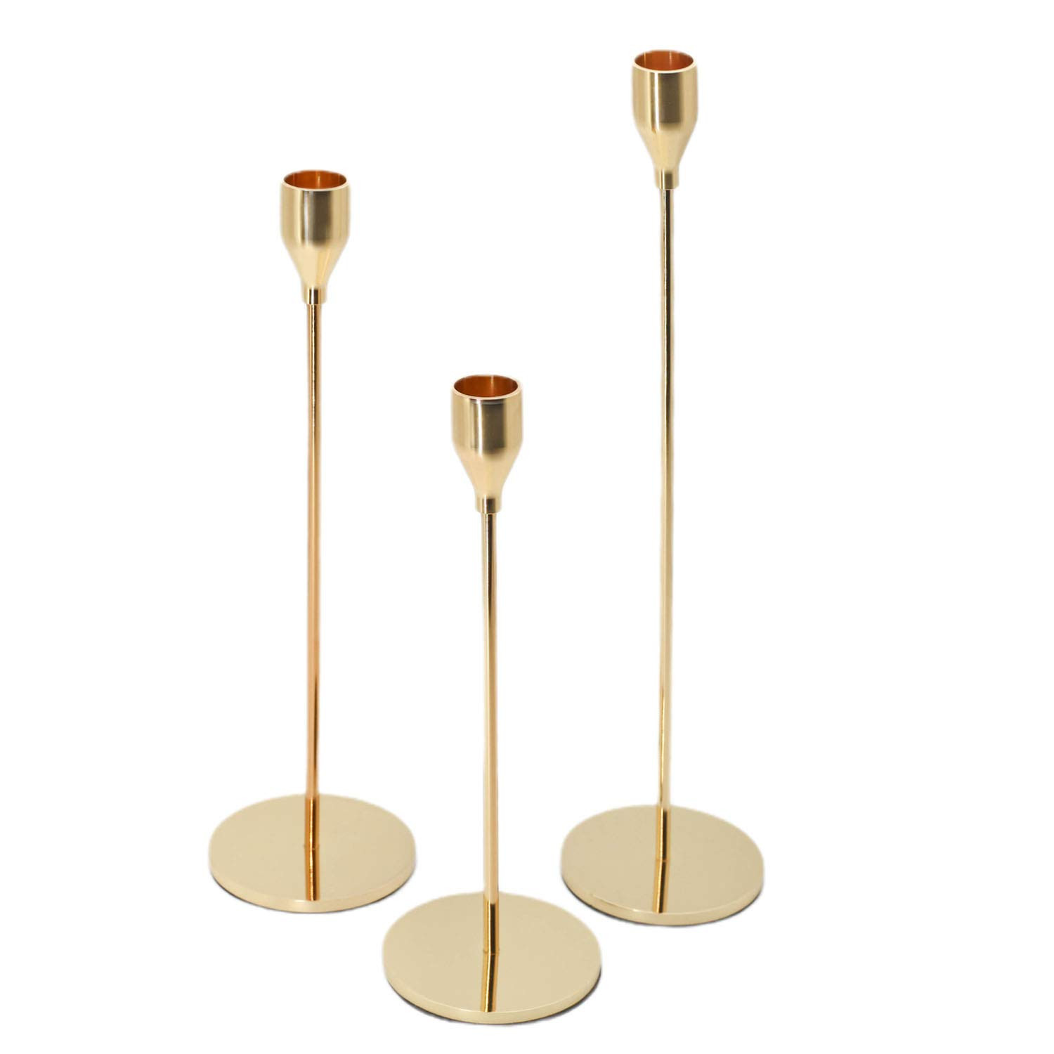 Candle Holders Rose Gold Candlestick Holders Set of 3 Metal Tall Candle Stand for Taper Candles, Dec | Amazon (US)