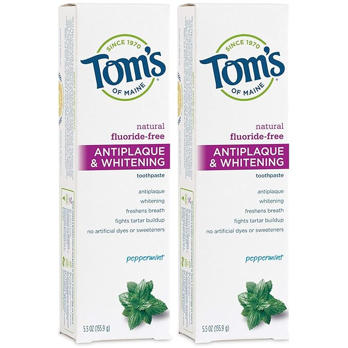 Tom's of Maine Fluoride-Free Antiplaque & Whitening Toothpaste, Whitening Toothpaste, Natural Too... | Amazon (US)