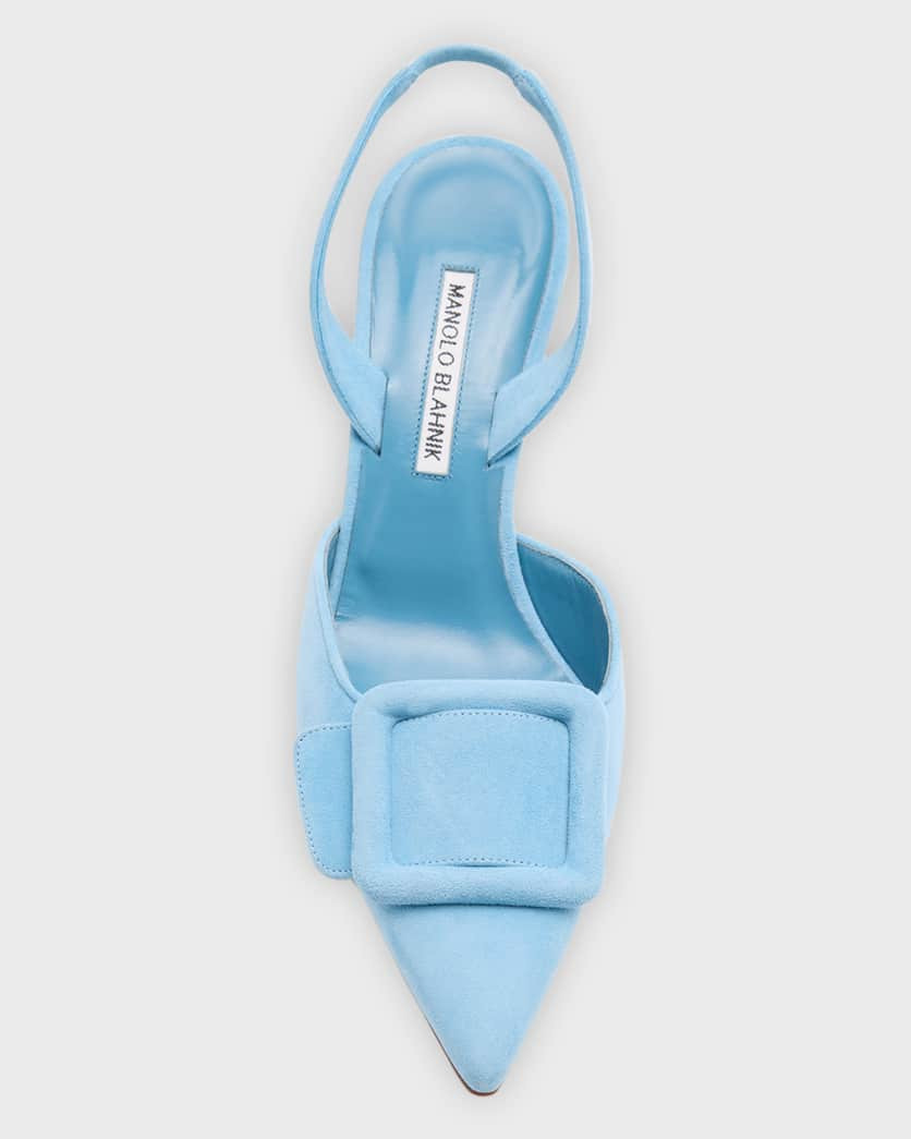 Maysli Suede Buckle Halter Pumps | Neiman Marcus