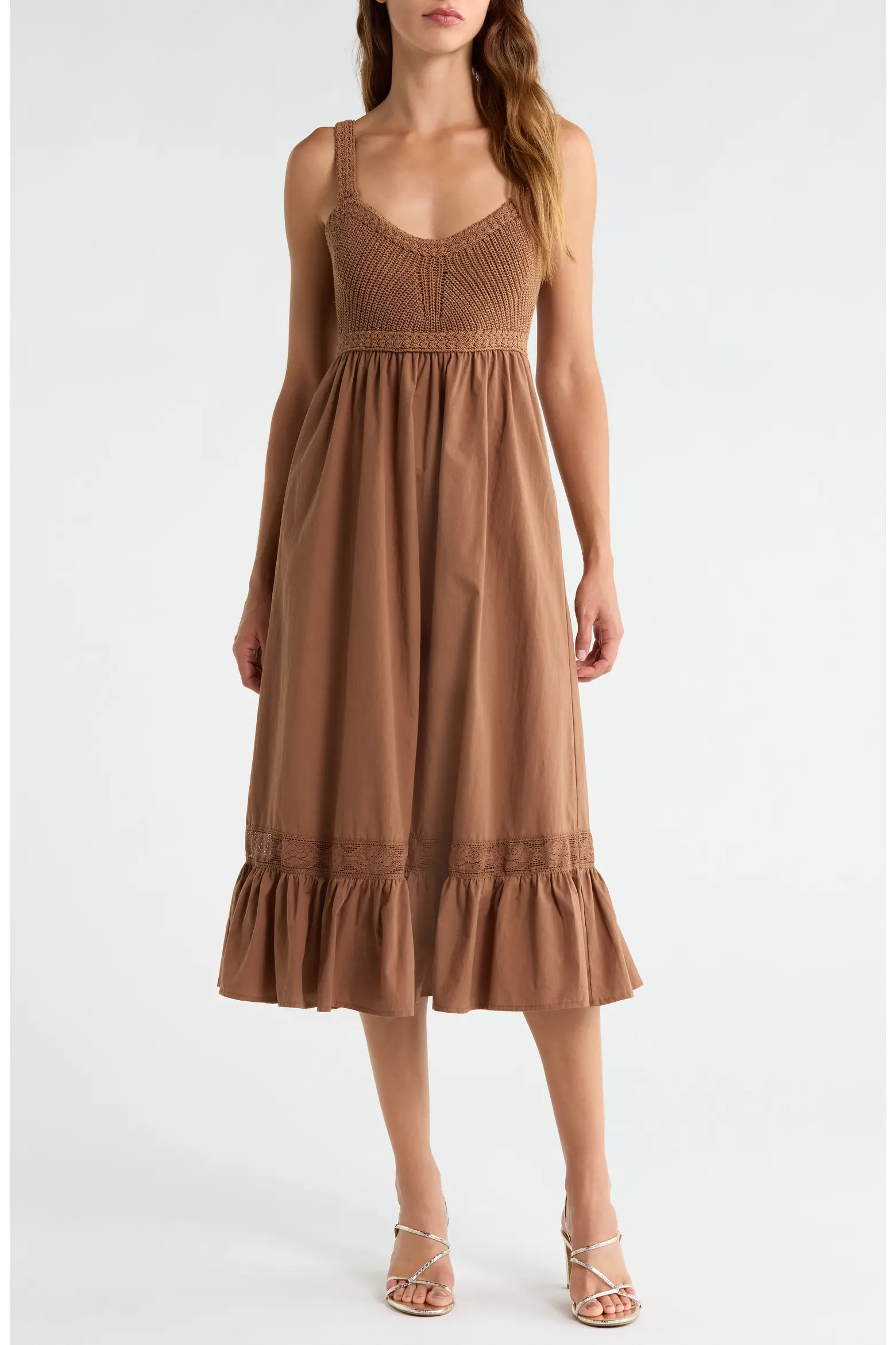 Jacquelin Mixed Media Back Cutout Midi Dress (Women) | Nordstrom | Nordstrom