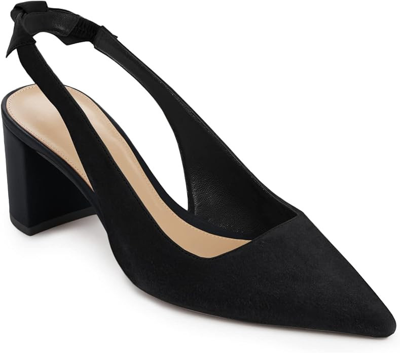 Juliet Holy Womens Pumps Pointed Toe Slip on Slingback Cute Bowknot Classic Chunky Block Heels | Amazon (US)