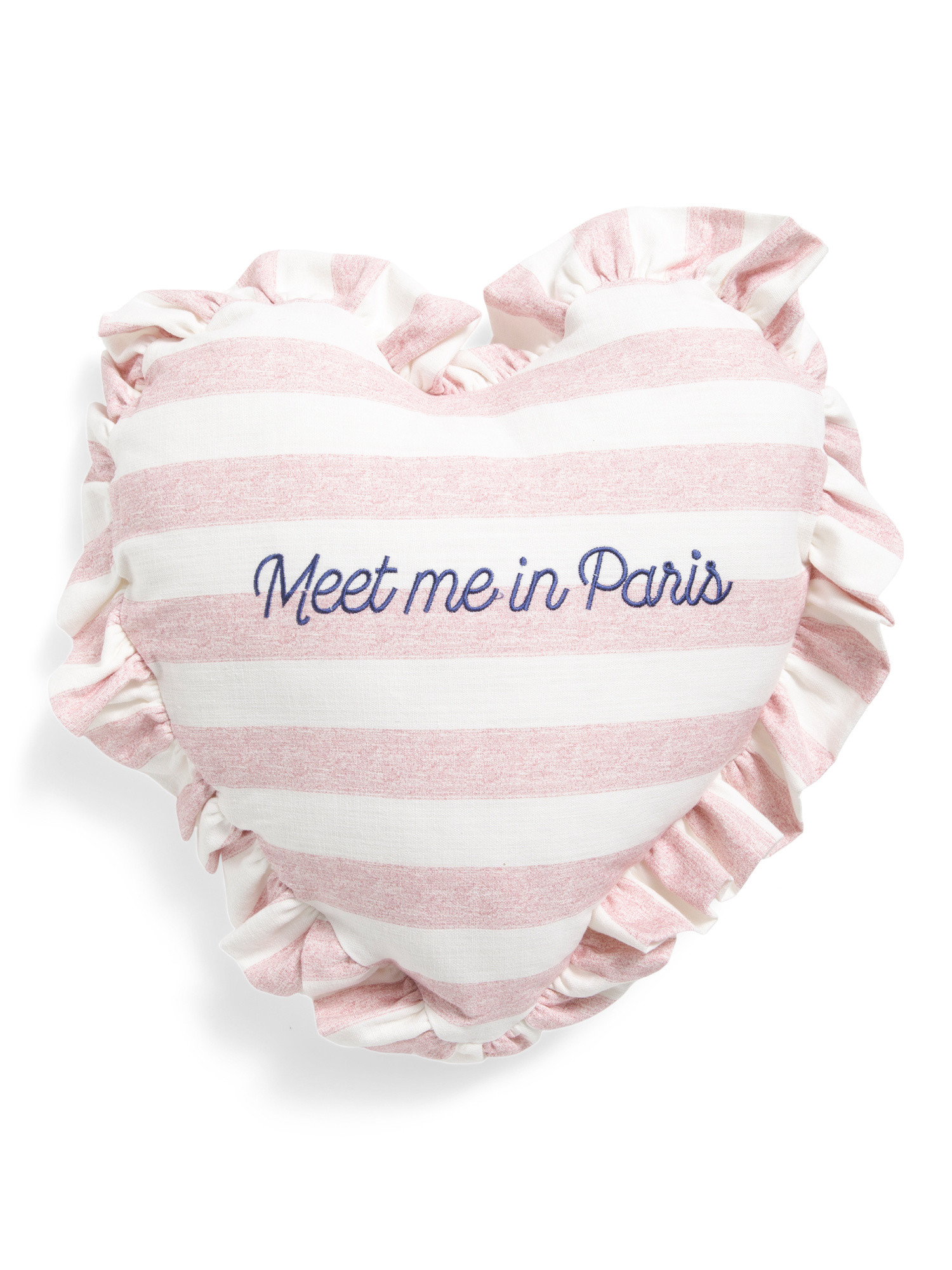 16x16 Meet Me In Paris Embroidered Striped Heart Ruffle Pillow | Home | Marshalls | Marshalls
