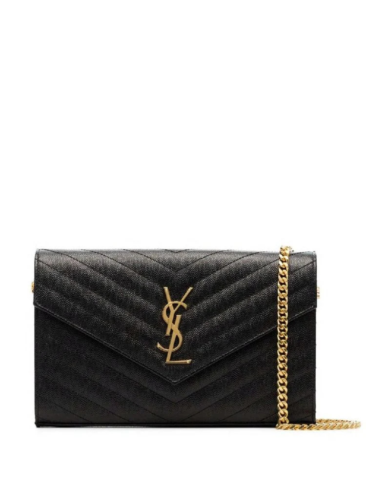 Saint Laurent Women's Ysl Chain Wallet in Black | Size UNICA | 377828BOW01 | LOZURI