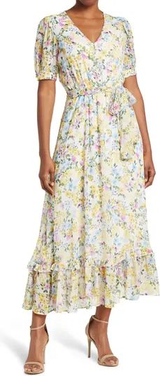 CALVIN KLEIN Short Sleeve Floral Peasant Maxi Dress | Nordstromrack | Nordstrom Rack