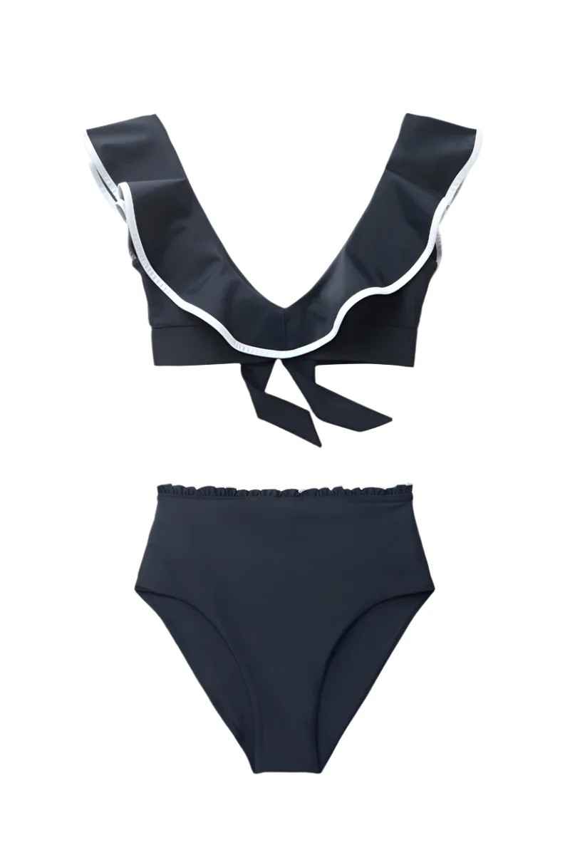 DEEP BIKINI TOP AND HIGH BIKINI BOTTOM IN NAVY | Seaquelle | CULT MIA | CULT MIA UK LTD