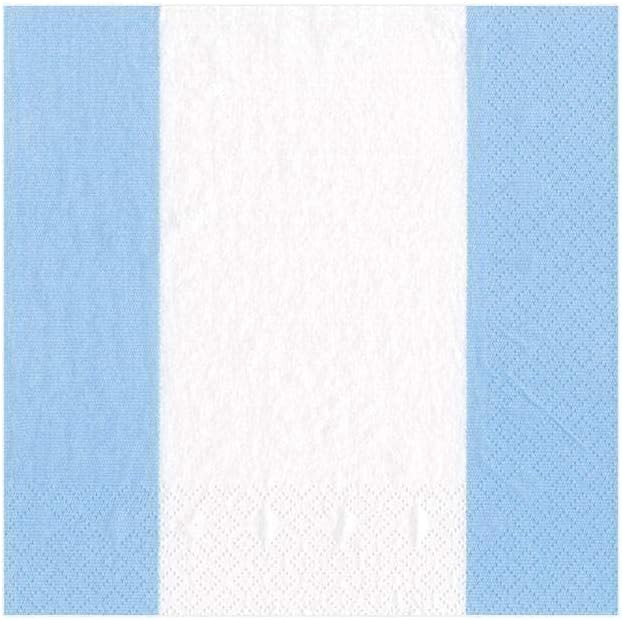 Caspari Bandol Stripe Paper Cocktail Napkins in Light Blue, Pack of 20 | Amazon (US)