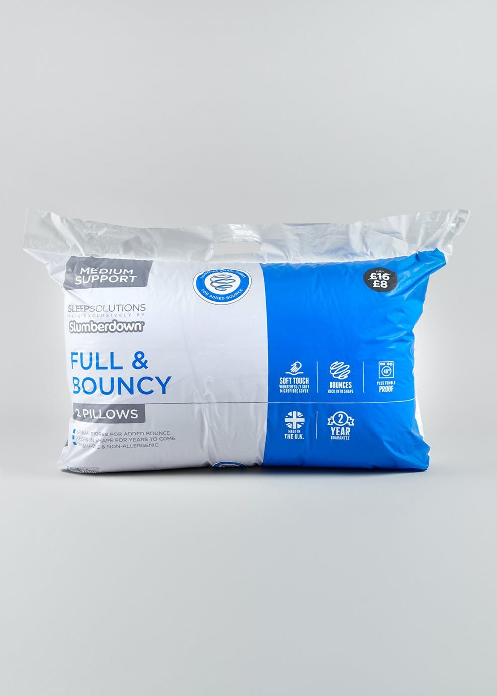 Slumberdown Full & Bouncy Pillow Pair – White | Matalan (UK)