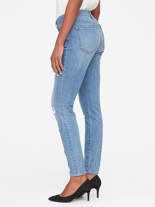 Mid Rise Curvy True Skinny Jeans with Distressed Detail | Gap US