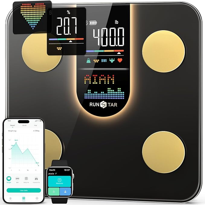 RunStar Scale for Body Weight, Smart Scale with 8-in-1 VA Display, High Precision Bathroom Digita... | Amazon (US)