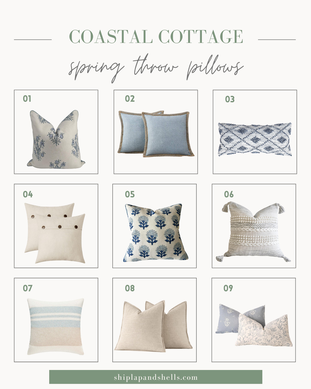 Add a touch of coastal charm to your home with this collection of cozy, coastal cottage-inspired throw pillows. Perfect for spring, these pillows feature soft blues, sandy neutrals, and subtle patterns that bring a fresh, relaxed feel to any room. 

 #LTKHome #LTKFindsUnder100 #LTKStyleTip