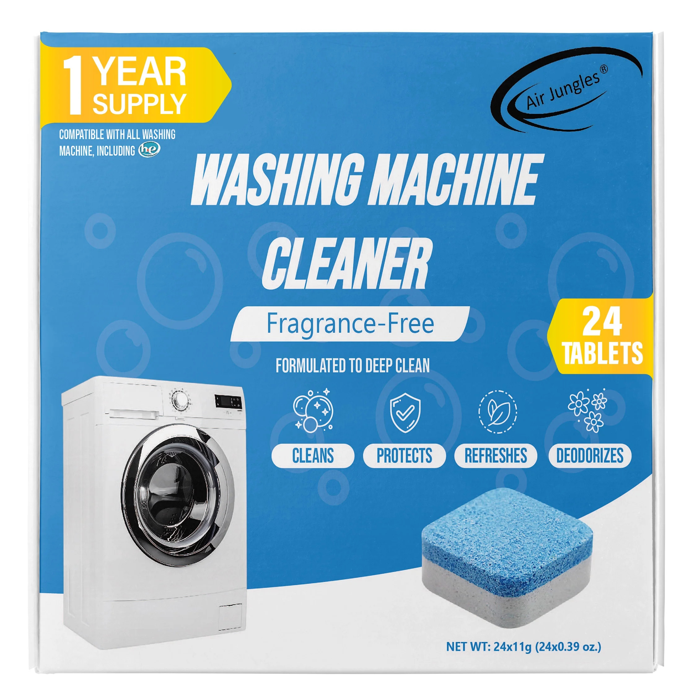 Air Jungles Washing Machine Cleaner Tablets 24 Count, Fragrance Free, Deep Cleaning, Dirt Remover... | Walmart (US)