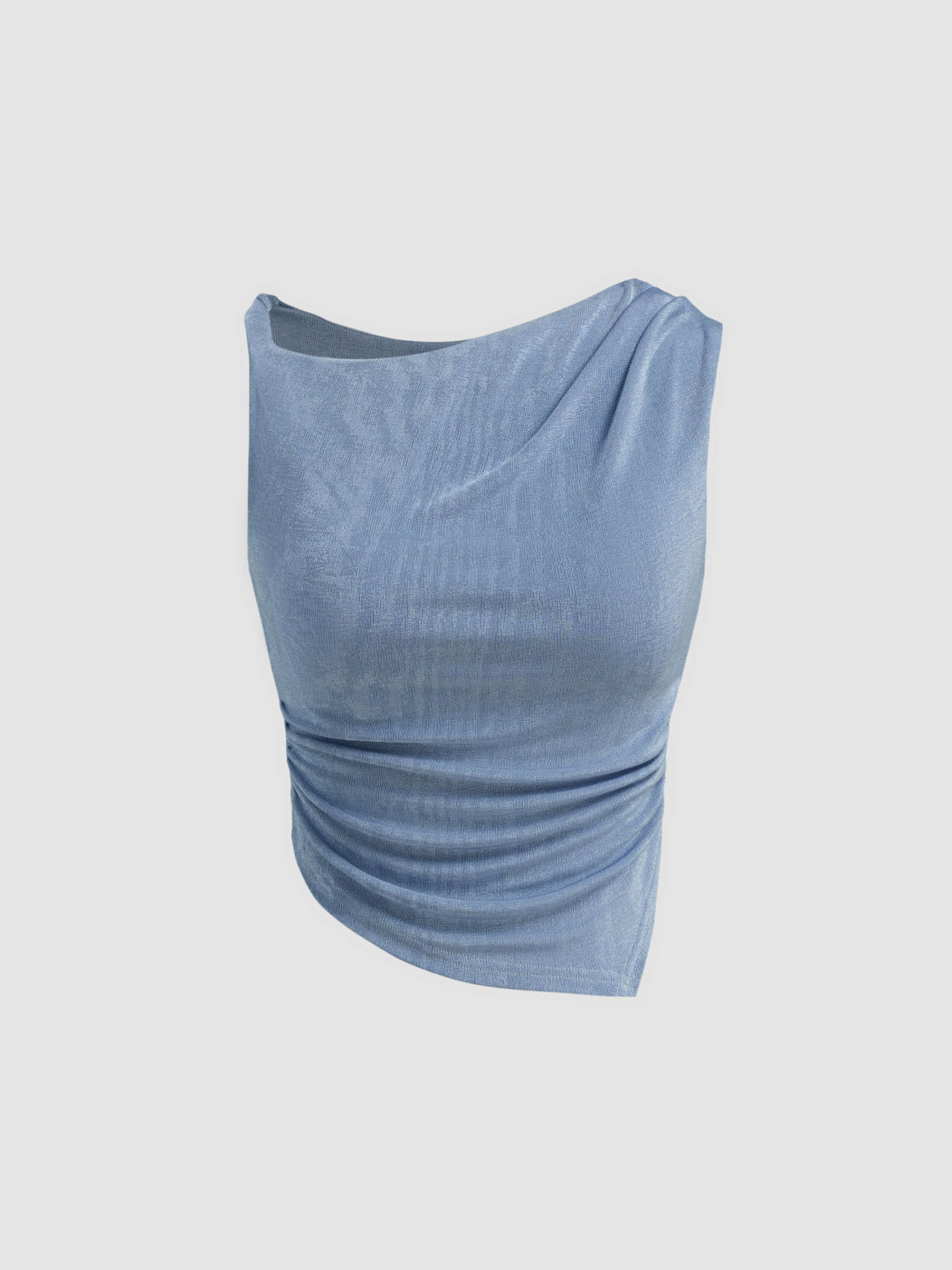 Cute Tops Knit Fabric Asymmetrical Neck Ruched Tank Top For School Daily Casual | Cider