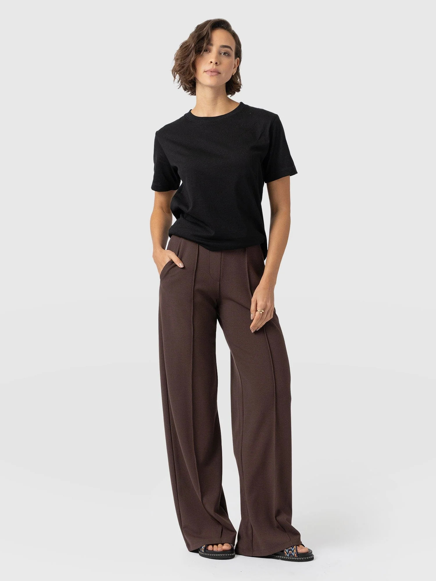Keller Wide Leg Pant - Brown | Saint + Sofia UK