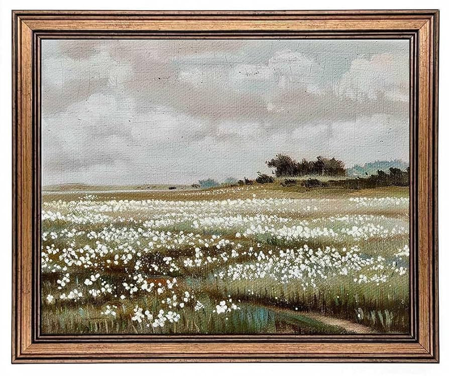 Gold Framed Vintage Wall Art Classical French Landscape Wildflowers Field Painting Canvas Print K... | Amazon (US)