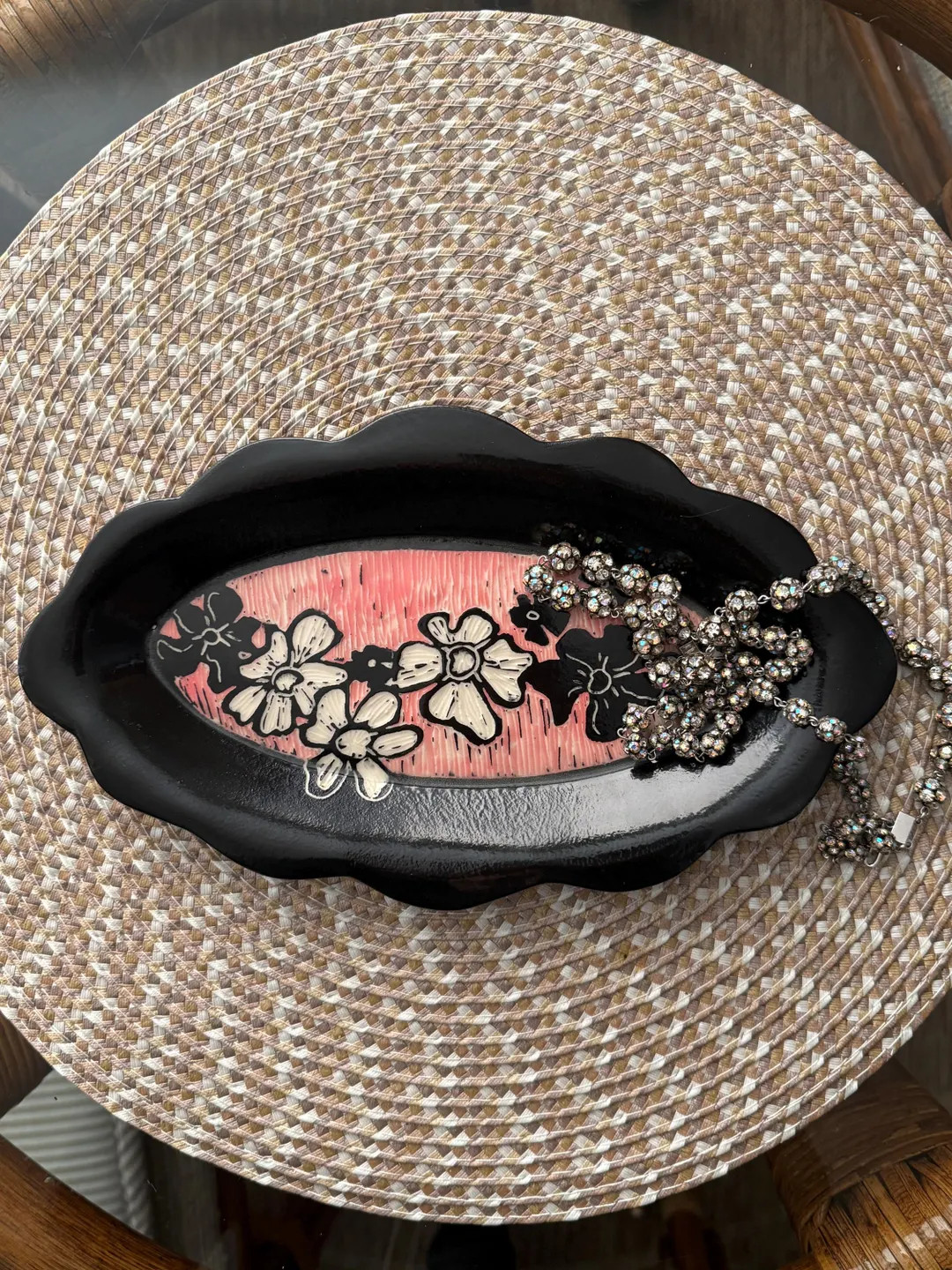 Vintage Hand Painted Ceramic Trinket Tray | Floral Vanity Jewelry Dish | 1970s Decor - Etsy | Etsy (US)