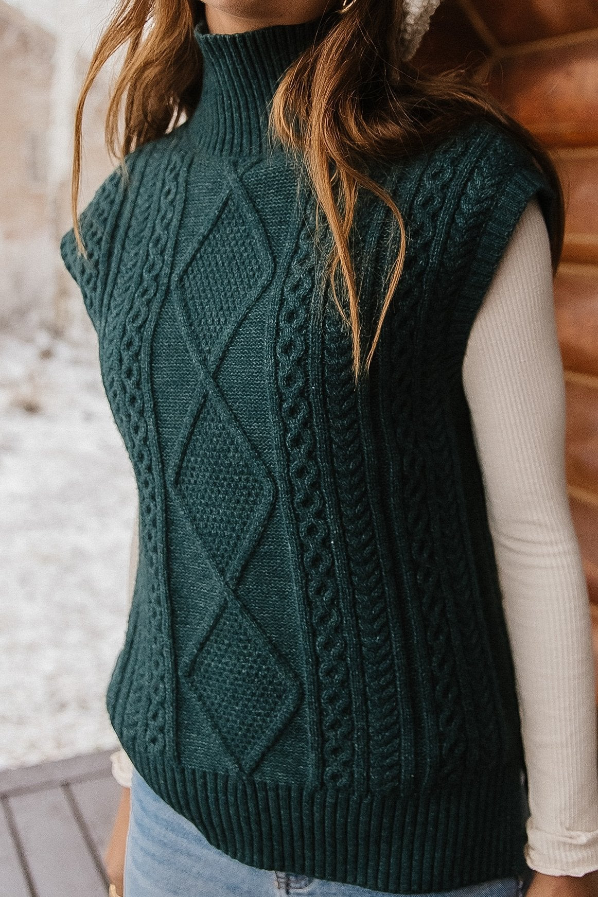 Vero Moda Viktoria High Neck Vest in Emerald - böhme | Böhme US