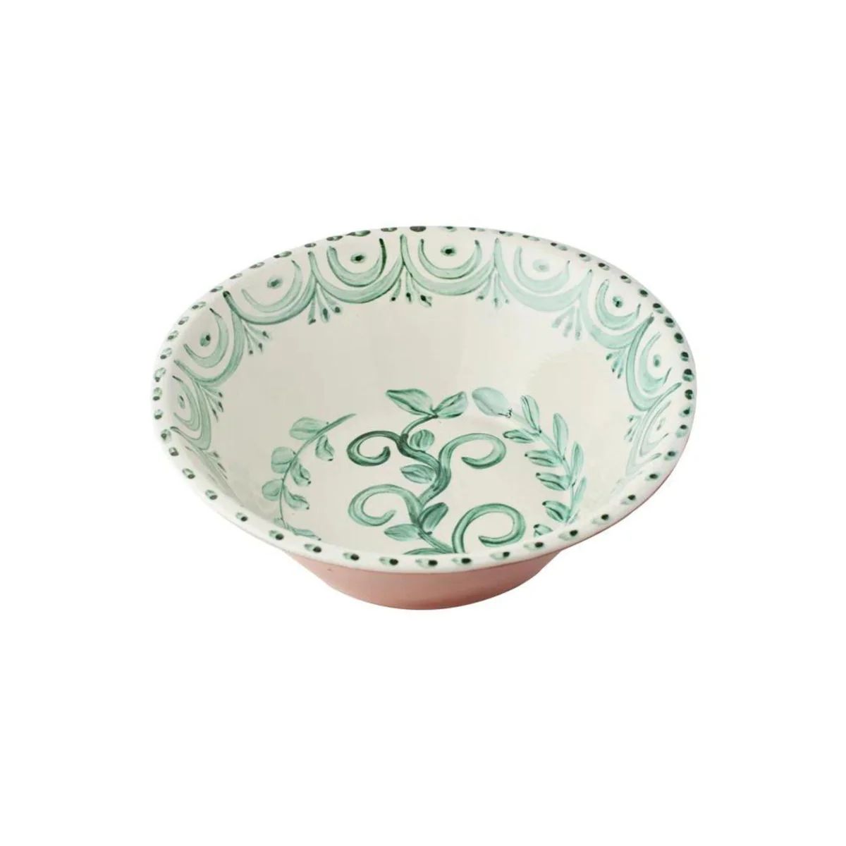Hand Painted Green & White Serving Bowl | The Well Appointed House, LLC