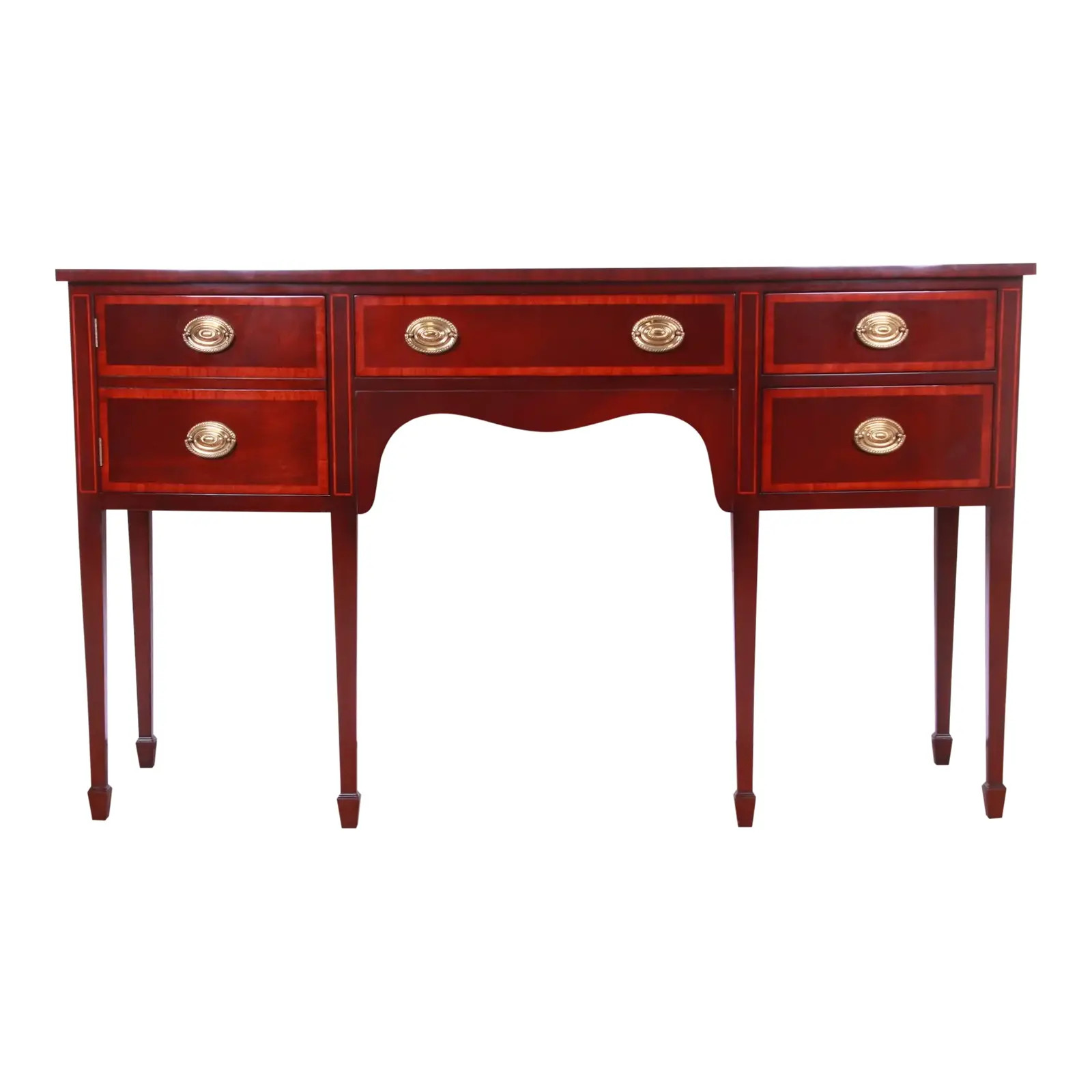 Kindel Furniture Federal Inlaid Mahogany Bow Front Sideboard | Chairish
