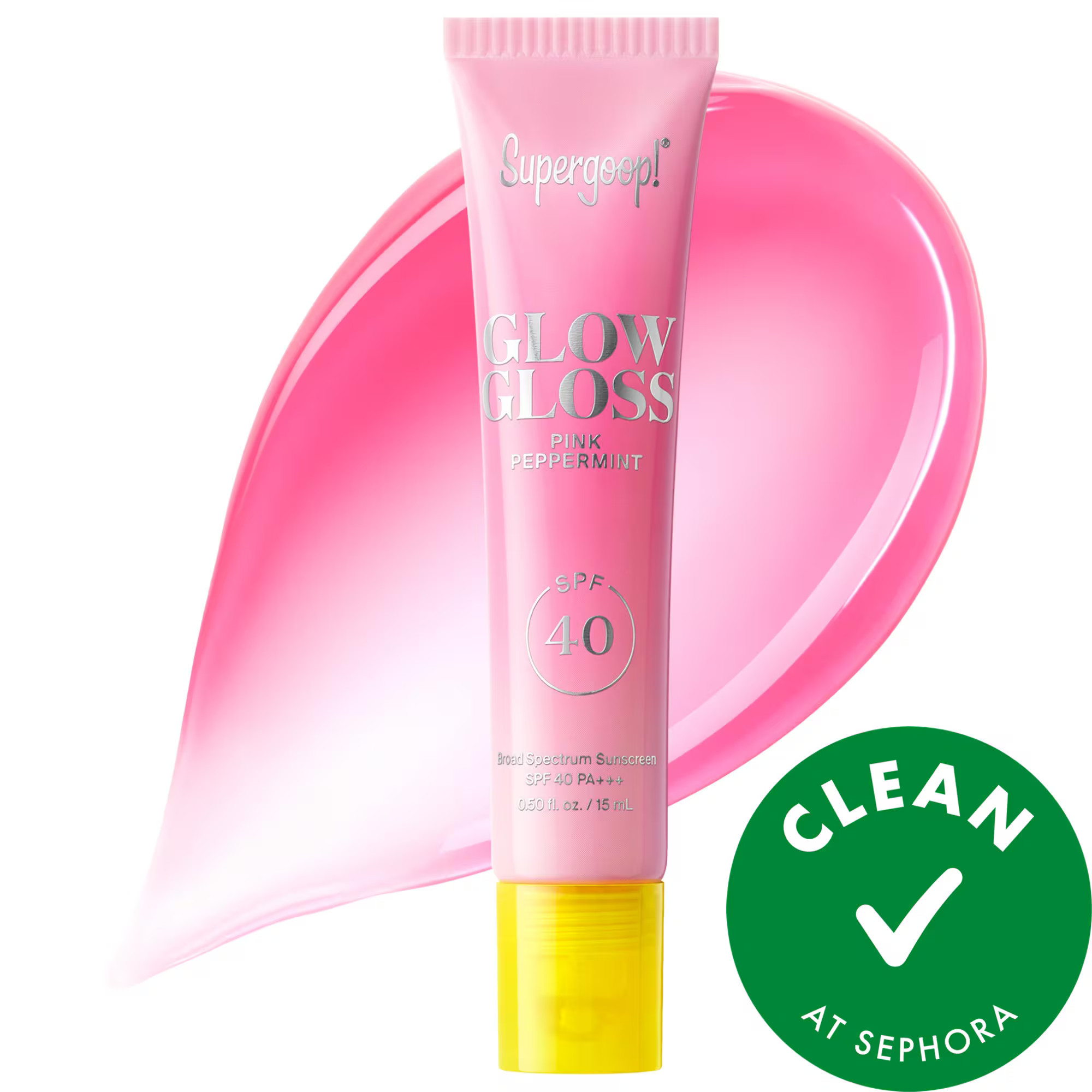 Supergoop! Glow Gloss SPF 40 Lip Balm with Peptides and Shea Butter Pink Peppermint 0.5 oz/15 mL | Sephora (US)