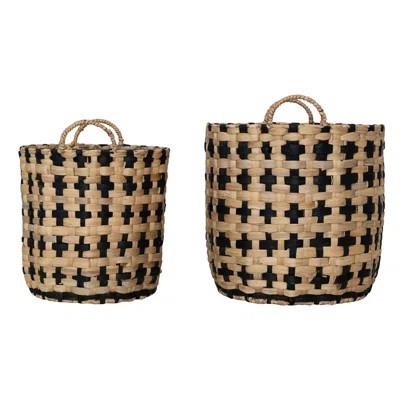 Woven Water Hyacinth Baskets With Handles | Wayfair North America