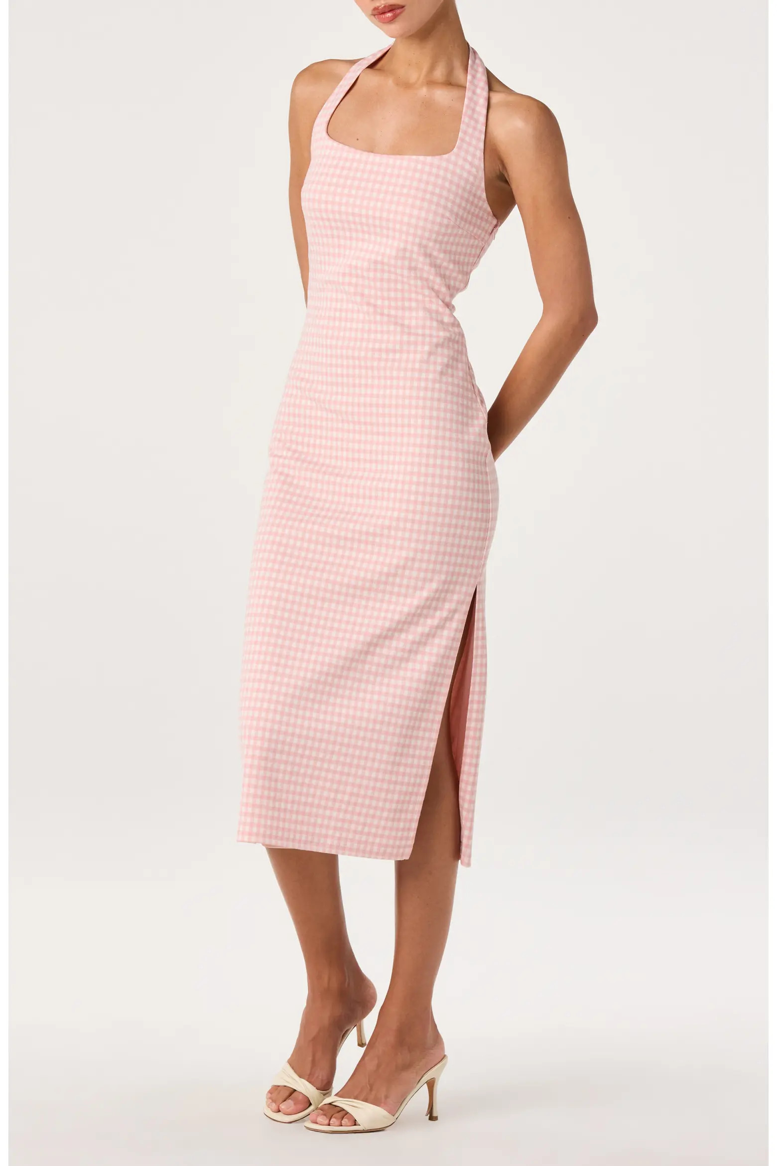 Alice Gingham Halter Neck Midi Dress (Women) | Nordstrom | Nordstrom