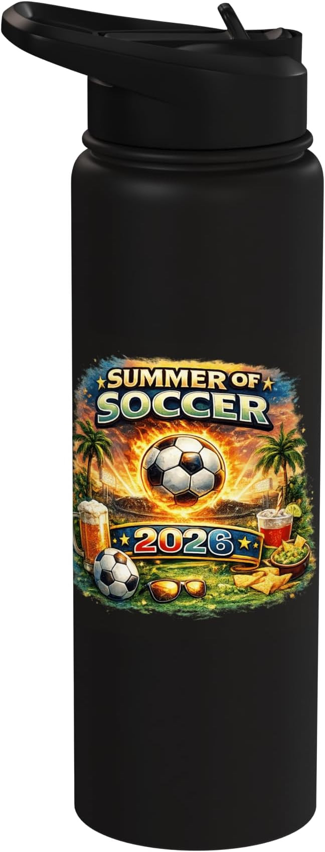 Summer of Soccer 2026 Fan Football Game Day Tropical Stainless Steel Insulated Water Bottle | Amazon (US)