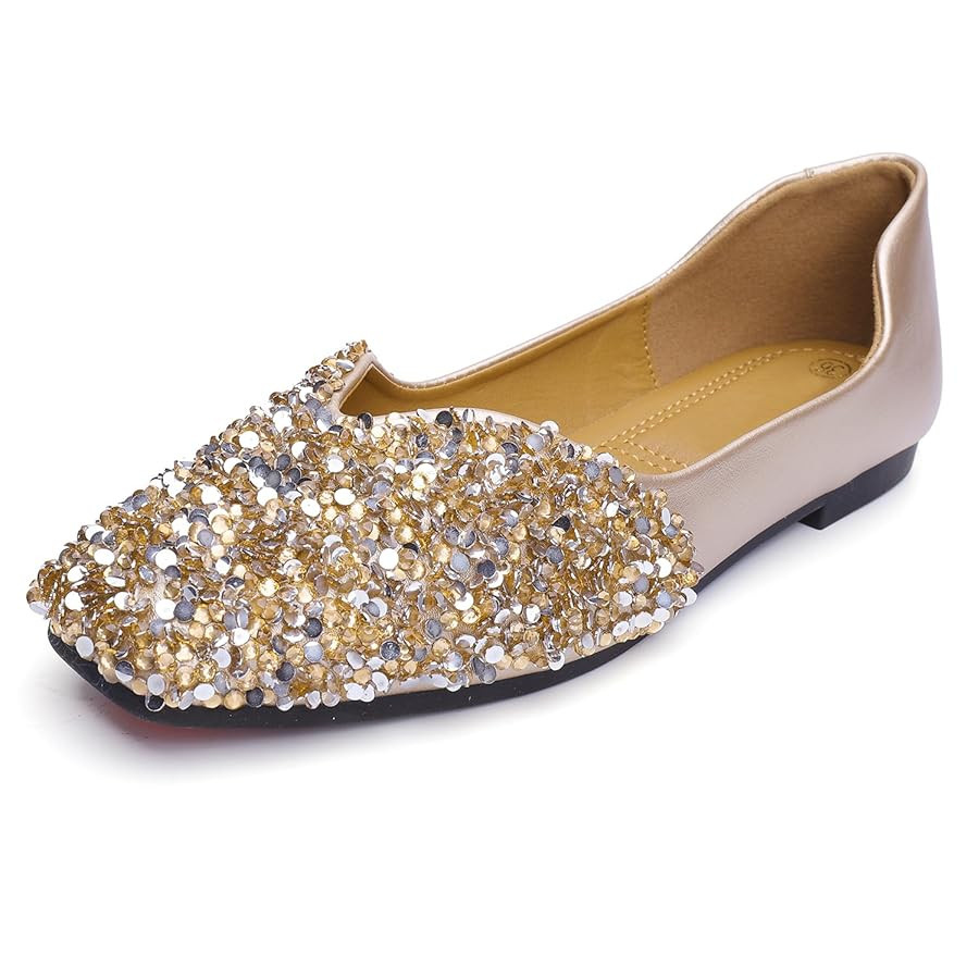 Flats Shoes Women Rhinestone Square Fashion Ballet Flats Wedding Flats for Women Comfortable Slip... | Amazon (US)