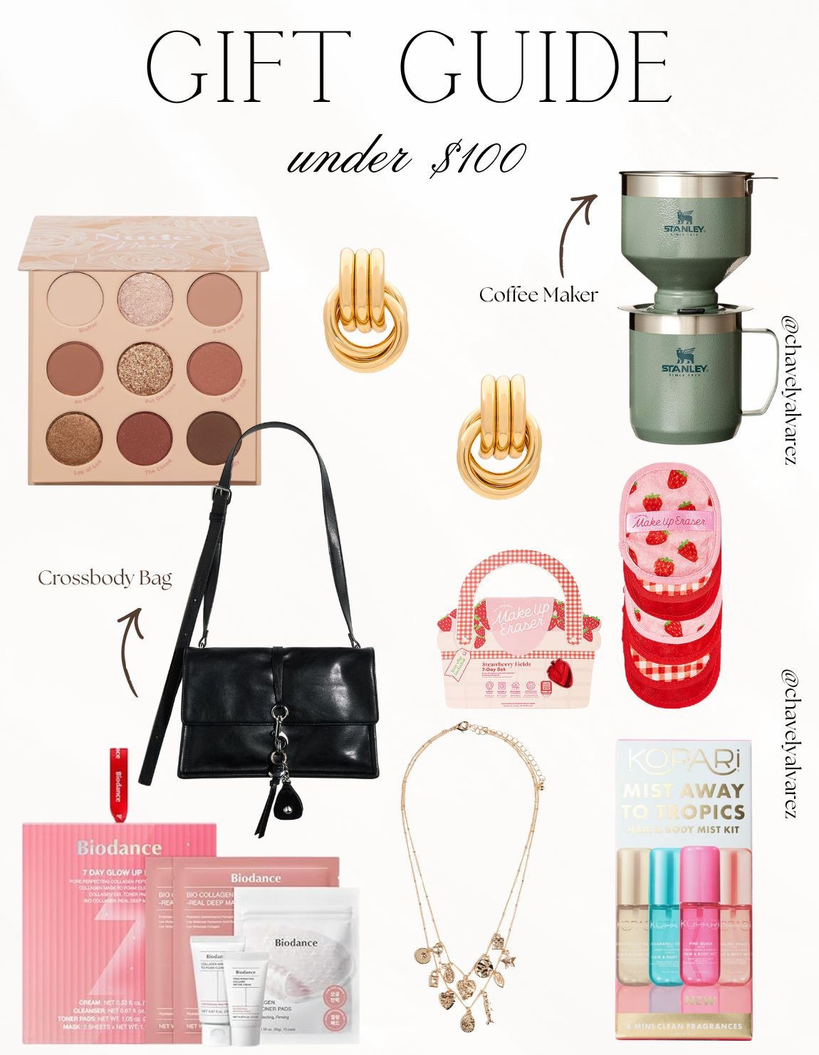 🎁 GIFT GUIDE: Elevated Favorites Under $100! ✨

Upgrade your gift-giving game with these trending, high-quality finds that are perfect for everyone on your list! 💖

We are obsessed with this curated mix of beauty, lifestyle, and fashion essentials. For a flawless glam look, the Nude Mood eyeshadow palette and these bold gold triple-hoop earrings are absolute must-haves. Coffee enthusiasts will love the classic green Stanley pour-over set, while skincare lovers will be thrilled with the viral Biodance collagen masks and the strawberry-themed MakeUp Eraser kit. Tie it all together with a chic black leather crossbody bag and a layered gold charm necklace, then finish with the tropical Kopari mist set for the ultimate holiday surprise!

#GiftGuide
#GiftsUnder100
#BeautyFavorites
#StanleyBrand
#StanleyCoffee
#EyeshadowPalette
#GoldJewelry
#SkincareMustHaves
#CrossbodyBag
#MakeupEraser
#Kopari
#LTKUnder100
#GiftInspo
#HolidayShopping
#TrendingBeauty


#LTKFindsUnder50 #LTKFindsUnder100 #LTKGiftGuide